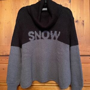 Wooden Ships Black and Gray Cowl Neck Sweater